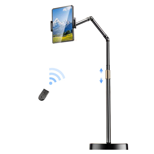 66" iPad Stand,Tablet Floor Stand with Wireless Remote, Full-Angle Adjustable Overhead Phone Mount for Bed