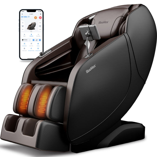 iboomas massage chair full body heated with app interface on smartphone display