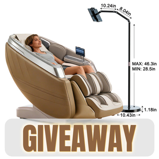 66" iPad Stand, Tablet Floor Stand with Wireless Remote, Full-Angle Adjustable Overhead Phone Mount for Bed