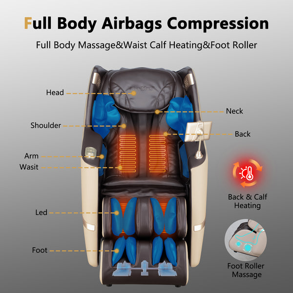 Fauteuil de massage Zero-G à extension automatique R8606-Blue APP&AI Control Peadal