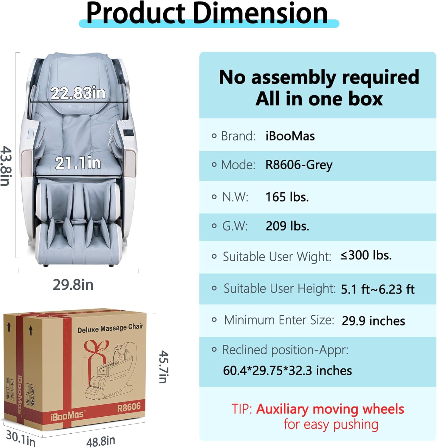 iBooMas R8606 heated massage chair all in one box