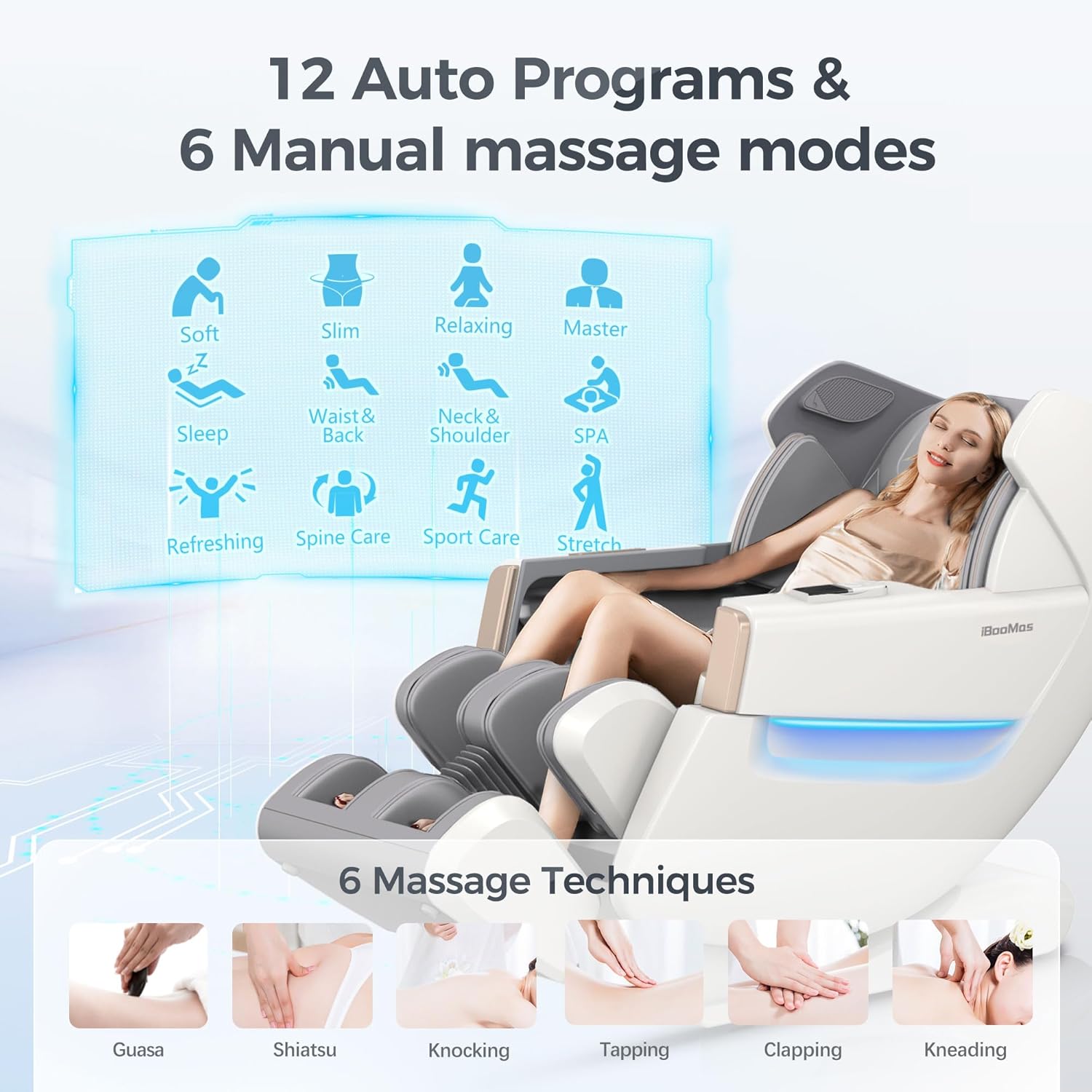 iboomas office chair heat massage r8606 with 12 auto massage programs