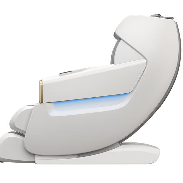 R8606-Grey Fauteuil de massage Zero-G à pédale à extension automatique 3D AI&APP Control avec design doré doré