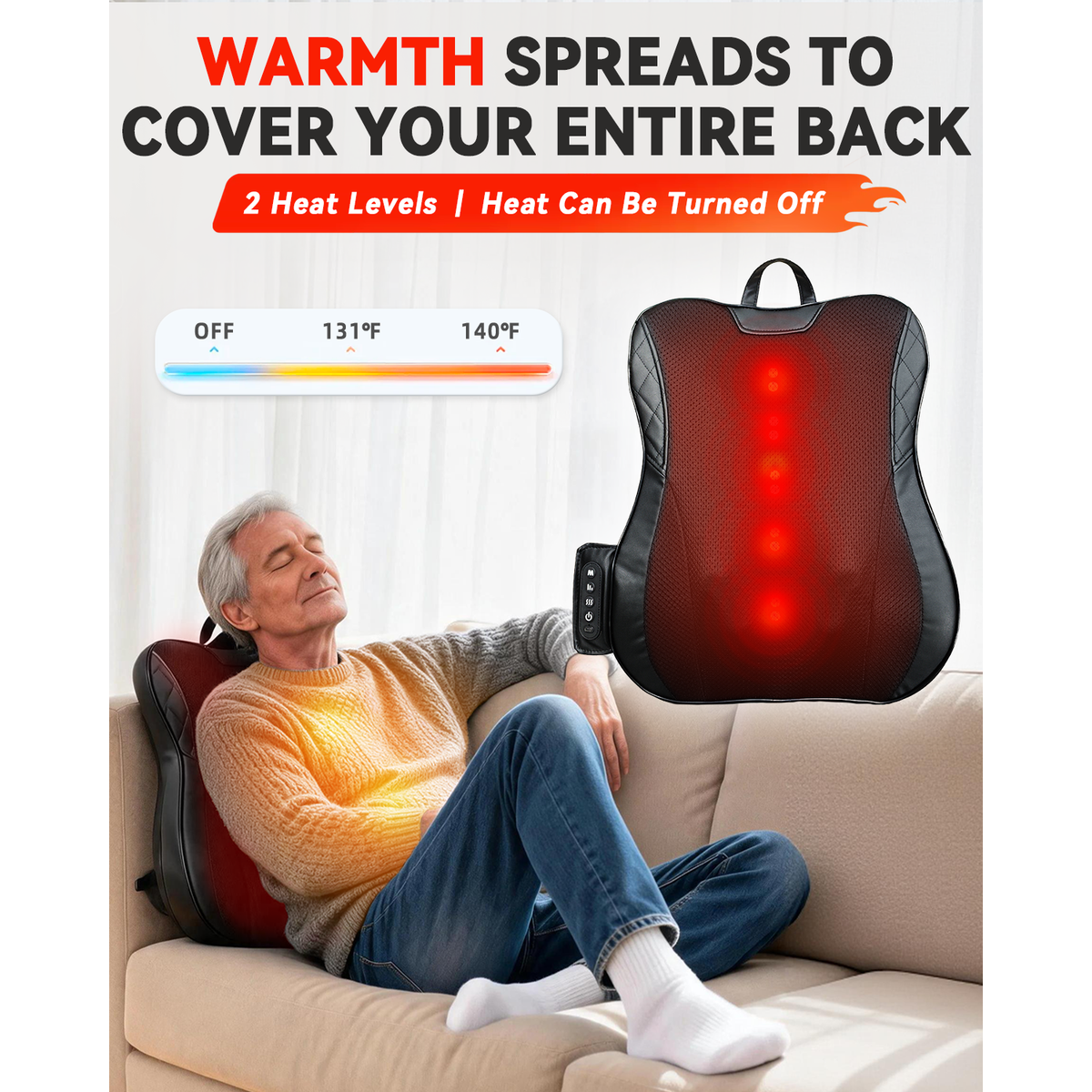 Cordless Shiatsu Track-Moving Roller Back & Lumbar Massager with Heat