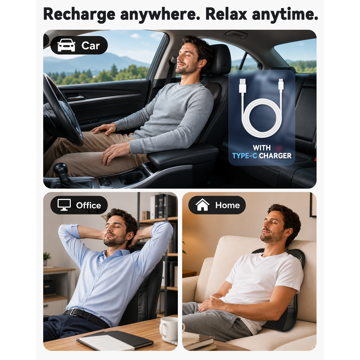 Cordless Shiatsu Track-Moving Roller Back & Lumbar Massager with Heat