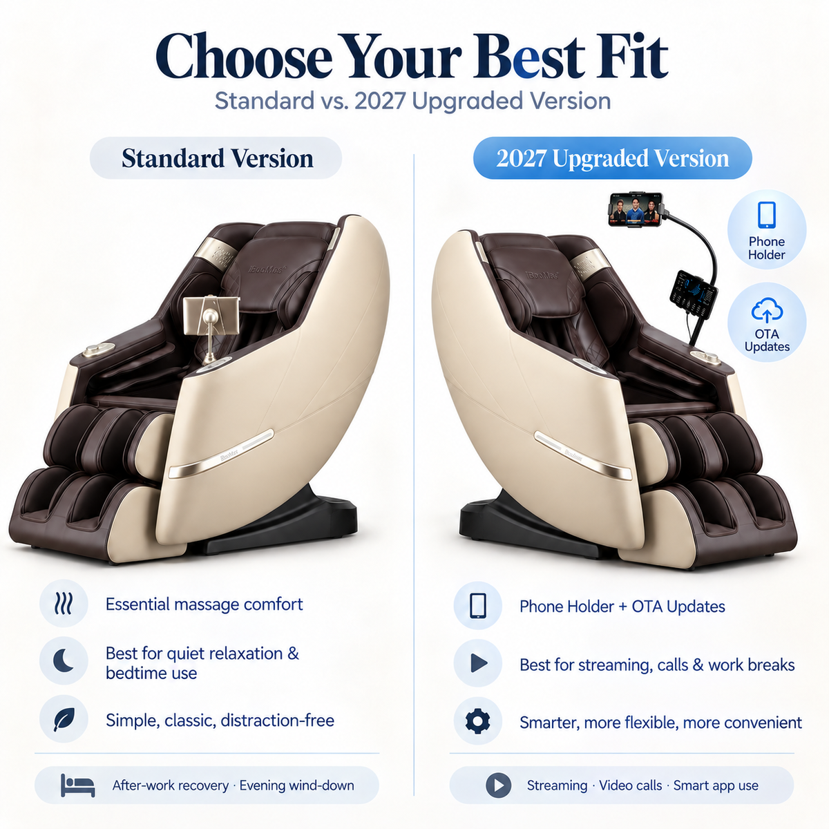 iBooMas® M109 3D New Arrival Best Value Full Body Shiatsu Massager with Phone Holder & OTA Upgrade