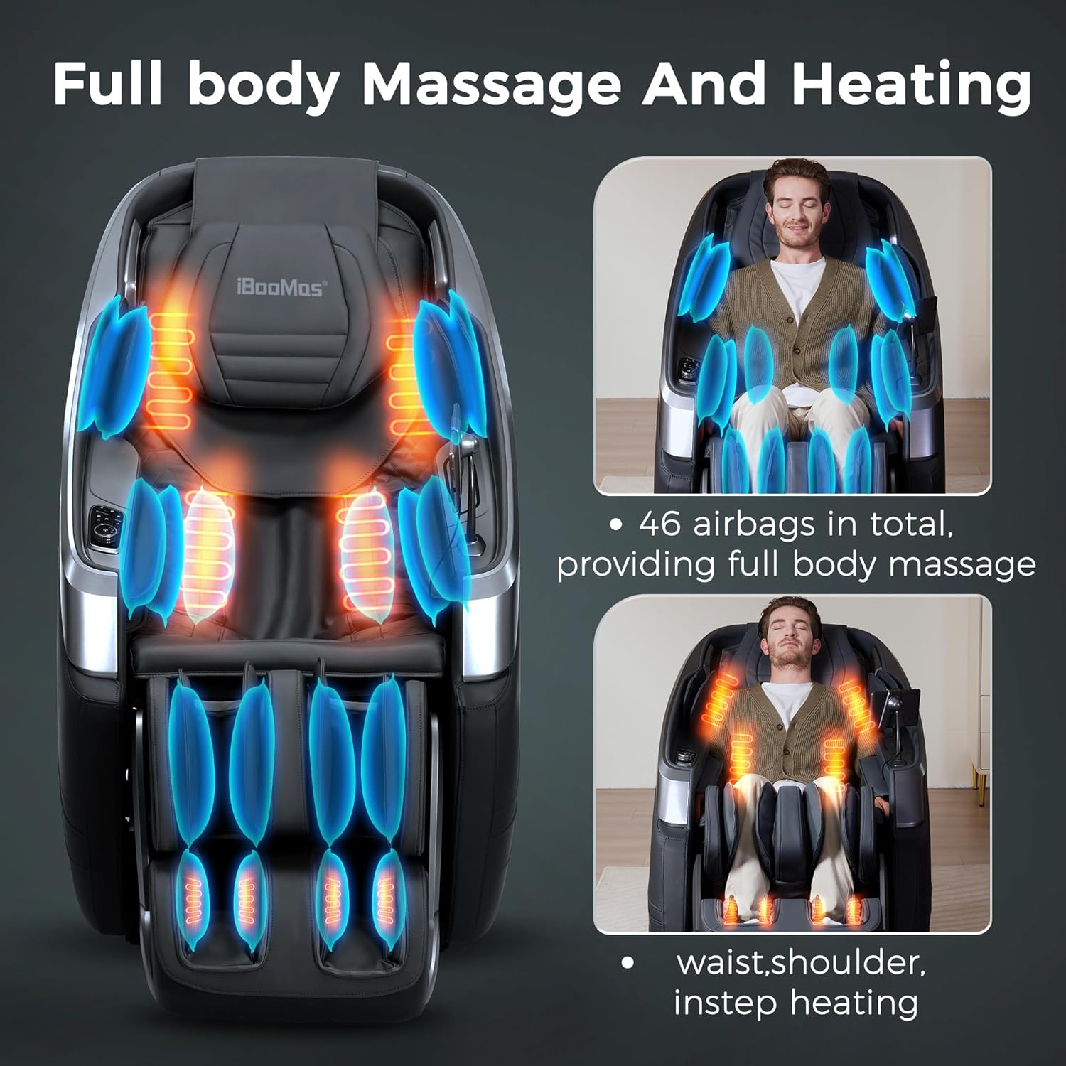 iBooMas P03 massage chair with air compression for arms and legs