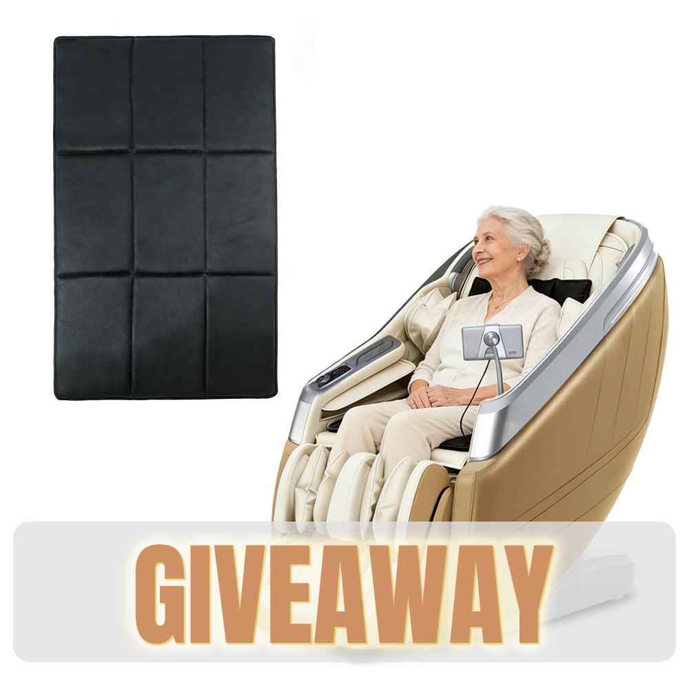 Back Pad & Seat Cushion for Massage Chair, Foam-Filled, Nylon Fabric, Universal Size (Black)
